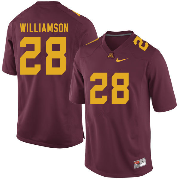 Men #28 Jason Williamson Minnesota Golden Gophers College Football Jerseys Sale-Maroon